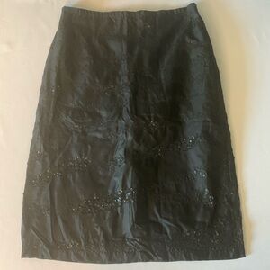 French Connection 100% Silk Sequined Skirt Size 6 Black